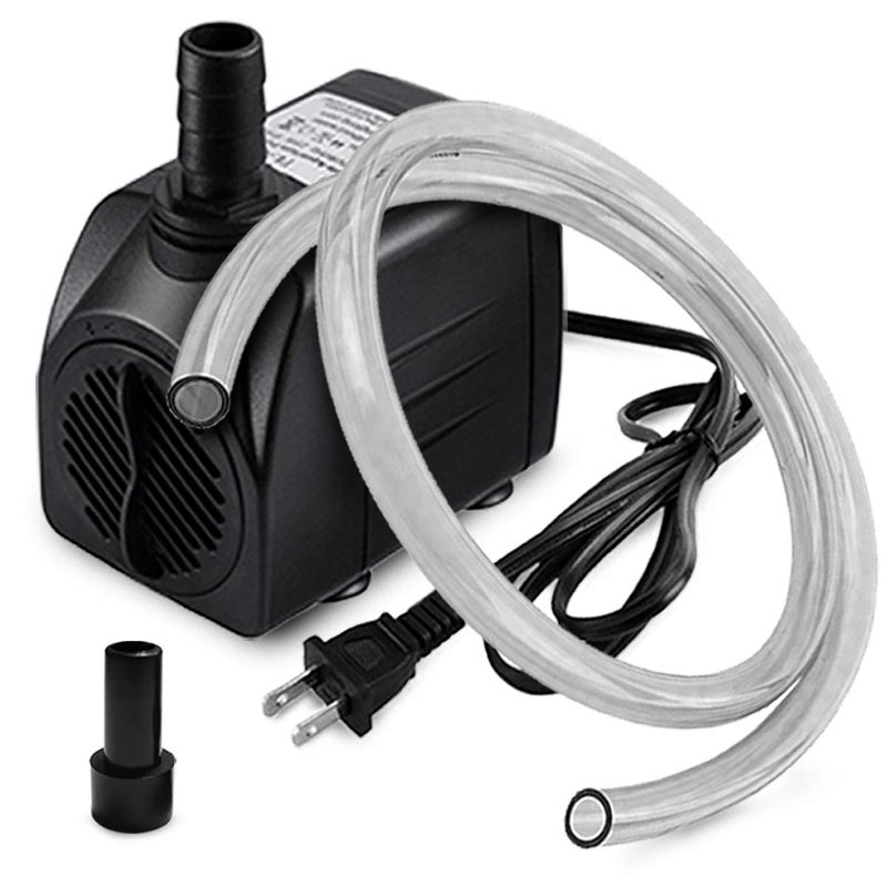 PULACO 160GPH Small Fountain Pump, Ultra Quiet Submersible Water Pump (600L/H, 10Watt) with 3.3 ft Tubing for Aquariums, Pond Fountain, Water Feature, Indoor Fountains - Image 1